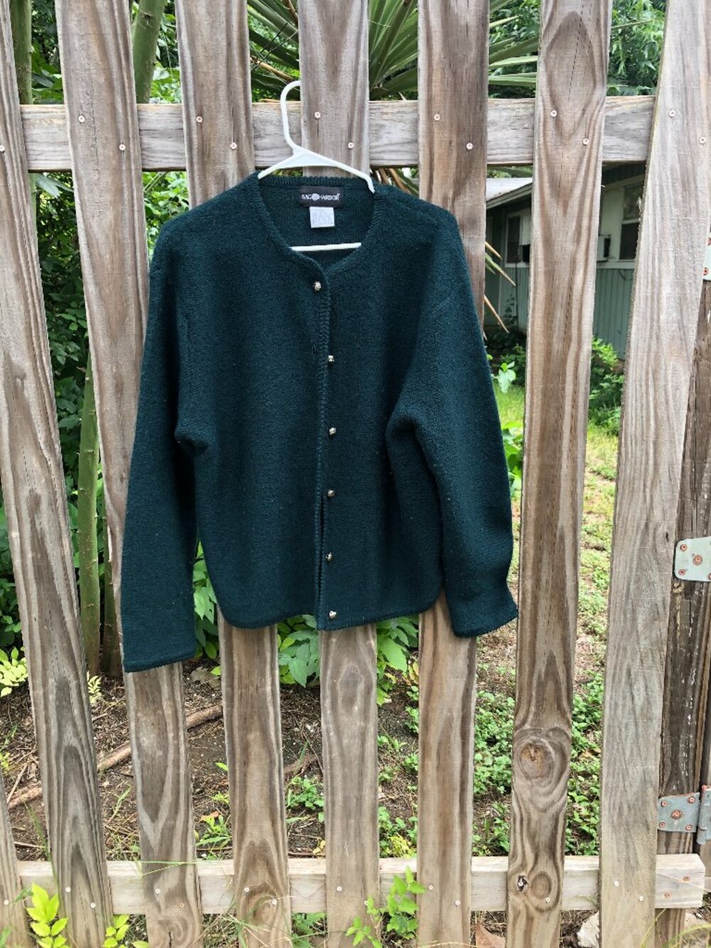 Sag Harbor Green Button Down Cardigan, Size Medium